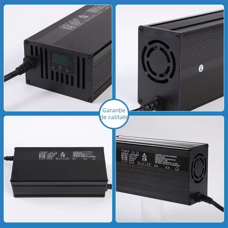 Încărcător pentru baterii LiFePO4 60-72V, 15A — seria 48-72V, CE certificat, intrare 100-240V ~1.7A 50-60Hz