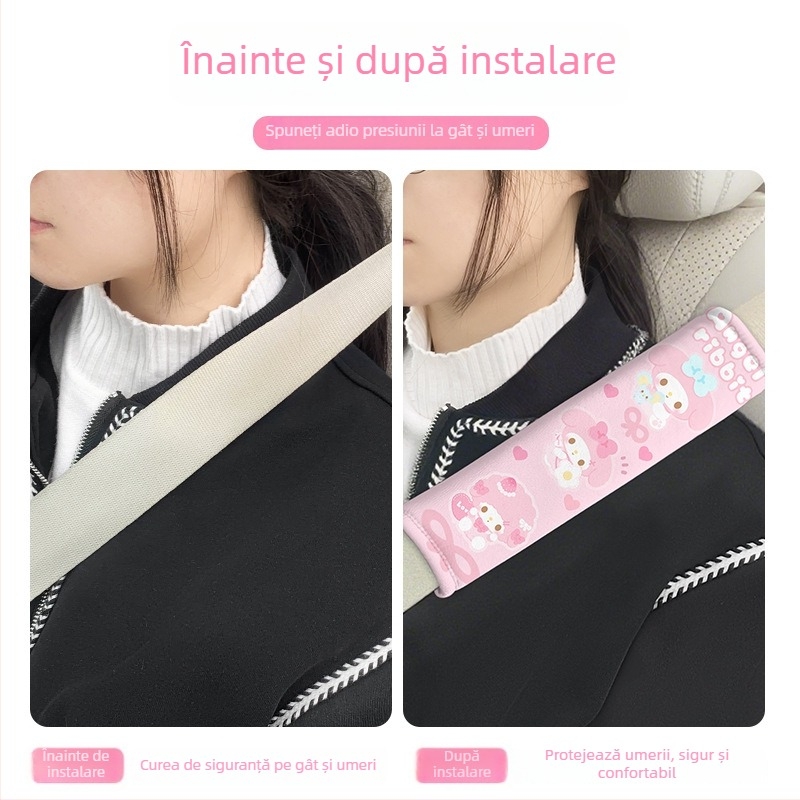 Set pernă pentru curea de siguranță auto — design cartoon, material velur de bumbac, 30 g, etichetă magnetică, număr articol: Shoulder Pad