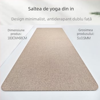 Covoraș de yoga din in și cauciuc natural, 3 kg, 5 mm, model cu persoană, potrivit pentru alergare, fitness și dans