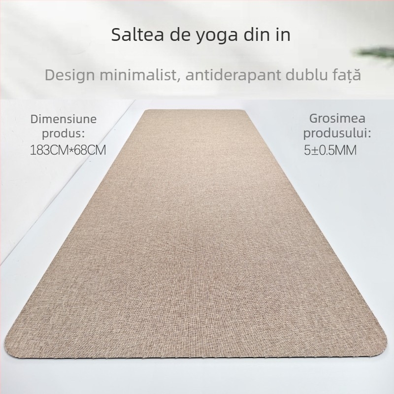 Covoraș de yoga din in și cauciuc natural, 3 kg, 5 mm, model cu persoană, potrivit pentru alergare, fitness și dans