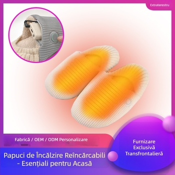 Papuci încălziți electric din bumbac, pentru interior, cu reglaj al temperaturii în trei trepte, anti-derapare, moi la atingere, unisex