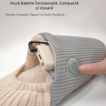 Papuci încălziți electric din bumbac, pentru interior, cu reglaj al temperaturii în trei trepte, anti-derapare, moi la atingere, unisex