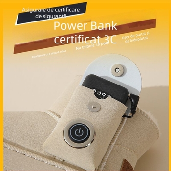 Pantofi încălziți USB pentru bărbați – piele naturală, talpă PVC, stoc disponibil