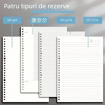Caiet de studiu cu foi detașabile, nucleu detașabil (B5, 60 de pagini, găuri 26/20)