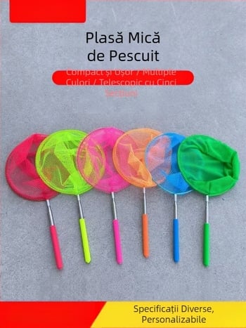 Plasă mică din oțel inoxidabil telescopic pentru capturarea peștilor și insectelor acvatice (Material: oțel inoxidabil; Plasă: ochi fini; Retractabil: Da)