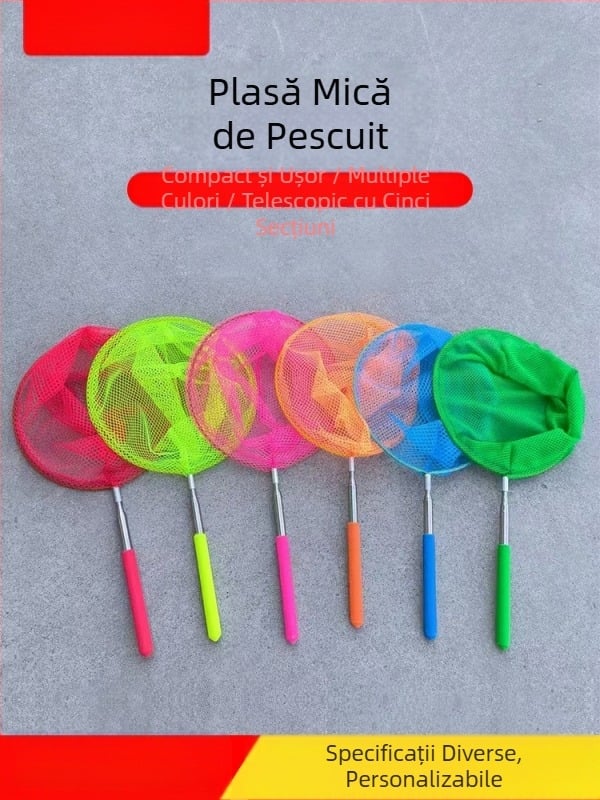 Plasă mică din oțel inoxidabil telescopic pentru capturarea peștilor și insectelor acvatice (Material: oțel inoxidabil; Plasă: ochi fini; Retractabil: Da)