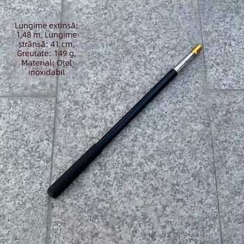 Tijă retractabilă pentru plasă de pescuit din oțel inoxidabil, cu cinci secțiuni