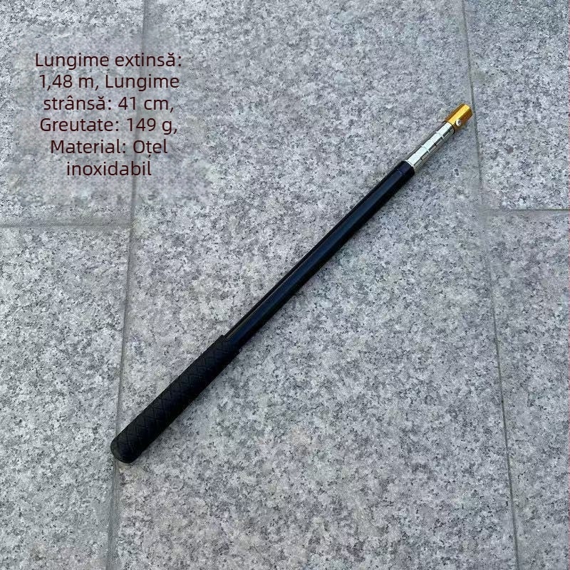 Tijă retractabilă pentru plasă de pescuit din oțel inoxidabil, cu cinci secțiuni
