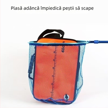 Cap de plasă pentru pescuit din aliaj de aluminiu cu acoperire din cauciuc, ultra-ușor, cap adânc pentru pești mari