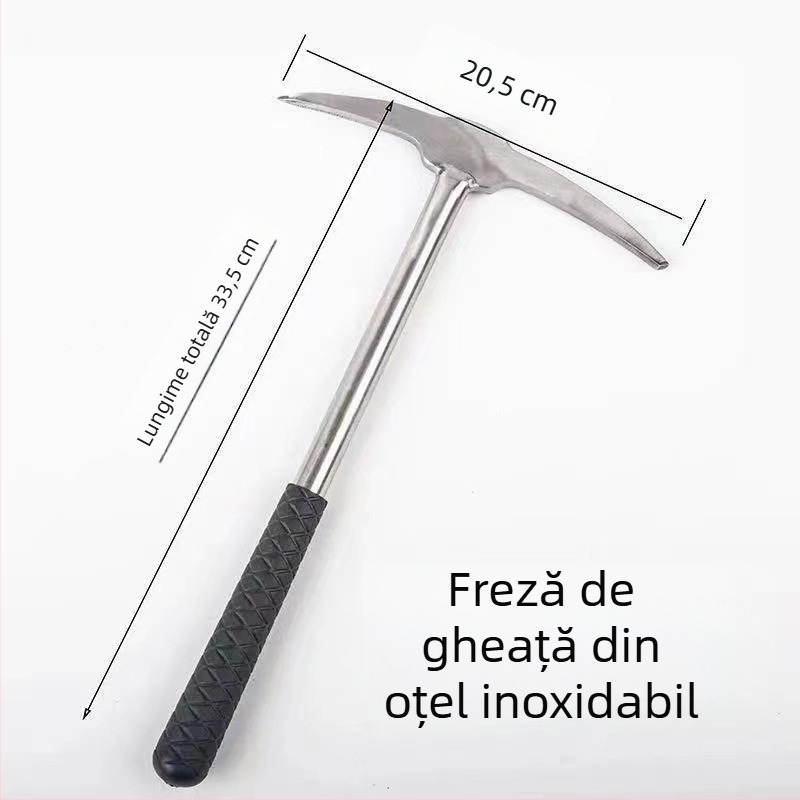 Echipament de pescuit pe gheață pentru iarnă – oțel inoxidabil, ice chisel, ice pick, ice net holder, ice breaker