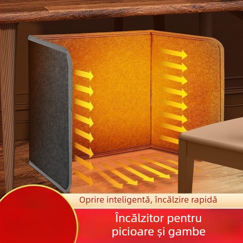 Padă încălzitoare pentru picioare de birou, cu telecomandă și încălzire USB/priză