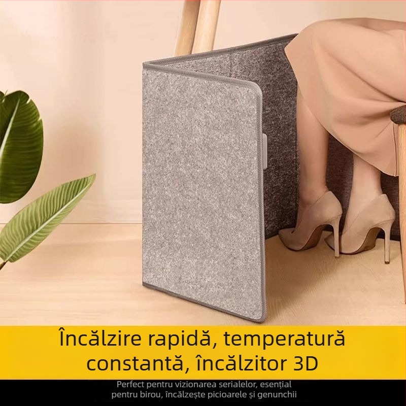 Padă încălzitoare pentru picioare de birou, cu telecomandă și încălzire USB/priză