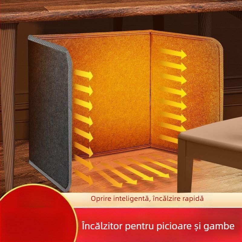Padă încălzitoare pentru picioare de birou, cu telecomandă și încălzire USB/priză