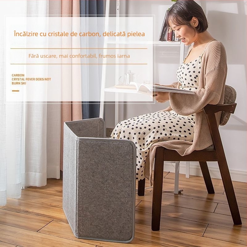 Padă încălzitoare pentru picioare de birou, cu telecomandă și încălzire USB/priză