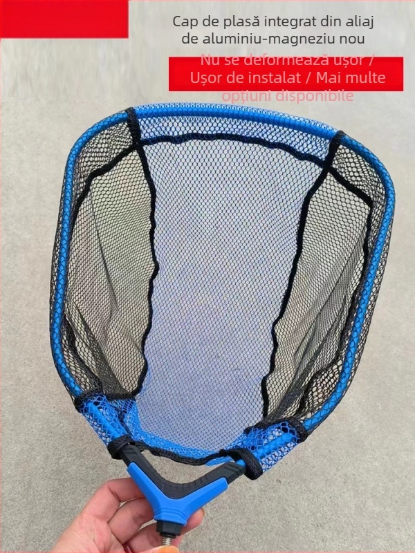 Cap de plasă integrat din aliaj de aluminiu-magneziu, acoperire cu adeziv, anti-agățare, buzunar adânc pentru pești mari
