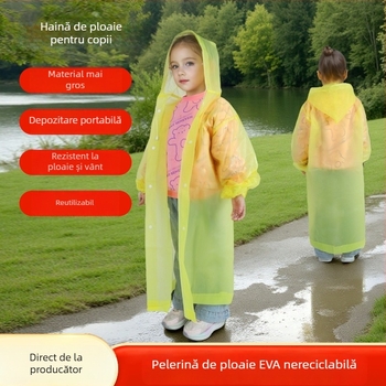 Pelerină de ploaie pentru copii din EVA, poncho într-o singură bucată, portabil pentru activități în aer liber