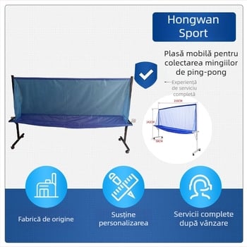 Net de colectare mingi pentru ping-pong, portabil, cu cadru pentru mai multe mingi
