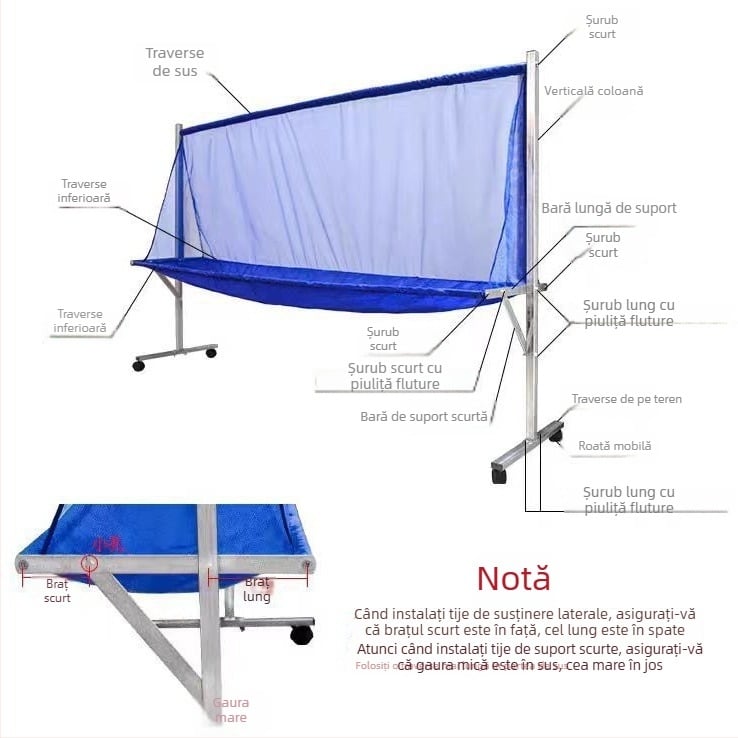 Net de colectare mingi pentru ping-pong, portabil, cu cadru pentru mai multe mingi