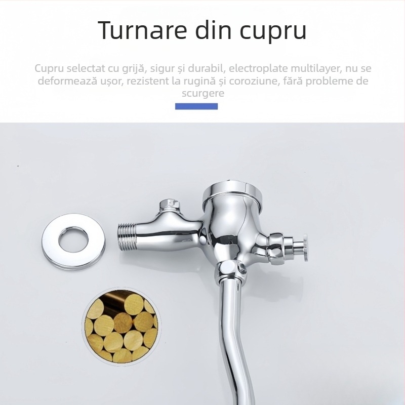 Valvă de spălare pentru picior, aliaj de cupru, montaj pe suprafață/ascuns, ieșire de 1 inch, presiune 0,1–0,6 MPa, timp de spălare 3–6 s
