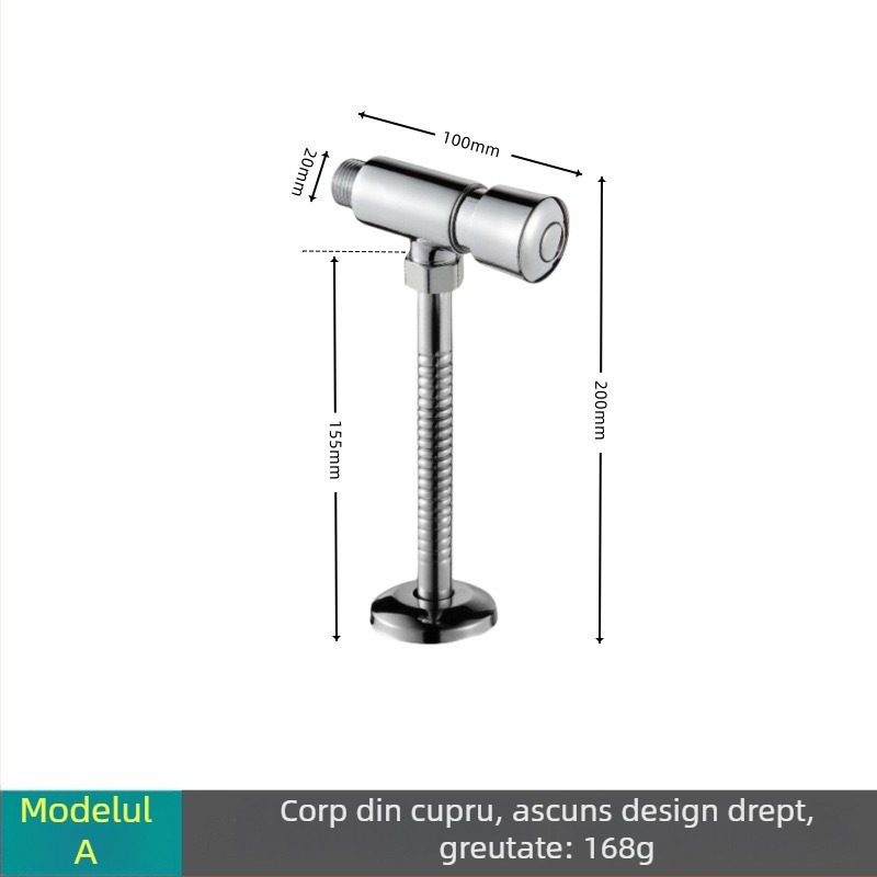 Valvă de spălare pentru picior, aliaj de cupru, montaj pe suprafață/ascuns, ieșire de 1 inch, presiune 0,1–0,6 MPa, timp de spălare 3–6 s