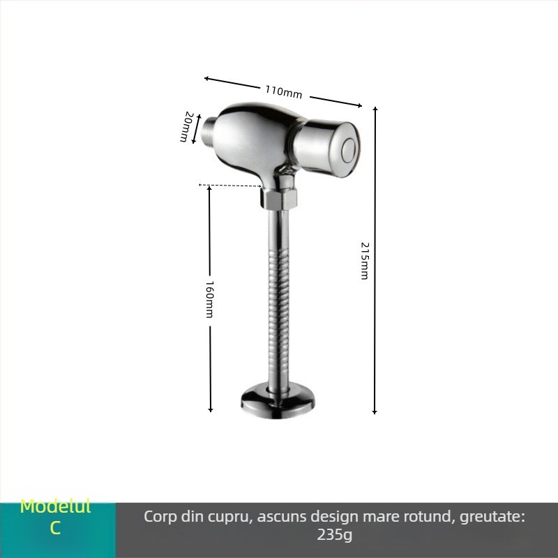 Valvă de spălare pentru picior, aliaj de cupru, montaj pe suprafață/ascuns, ieșire de 1 inch, presiune 0,1–0,6 MPa, timp de spălare 3–6 s