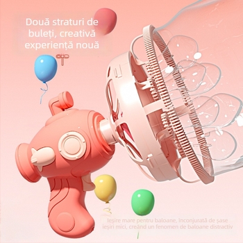 Mașină de baloane portabilă, design Bubble-in-Bubble, fără scurgeri, jucărie electrică din plastic pentru copii 7–14 ani, certificat 3C
