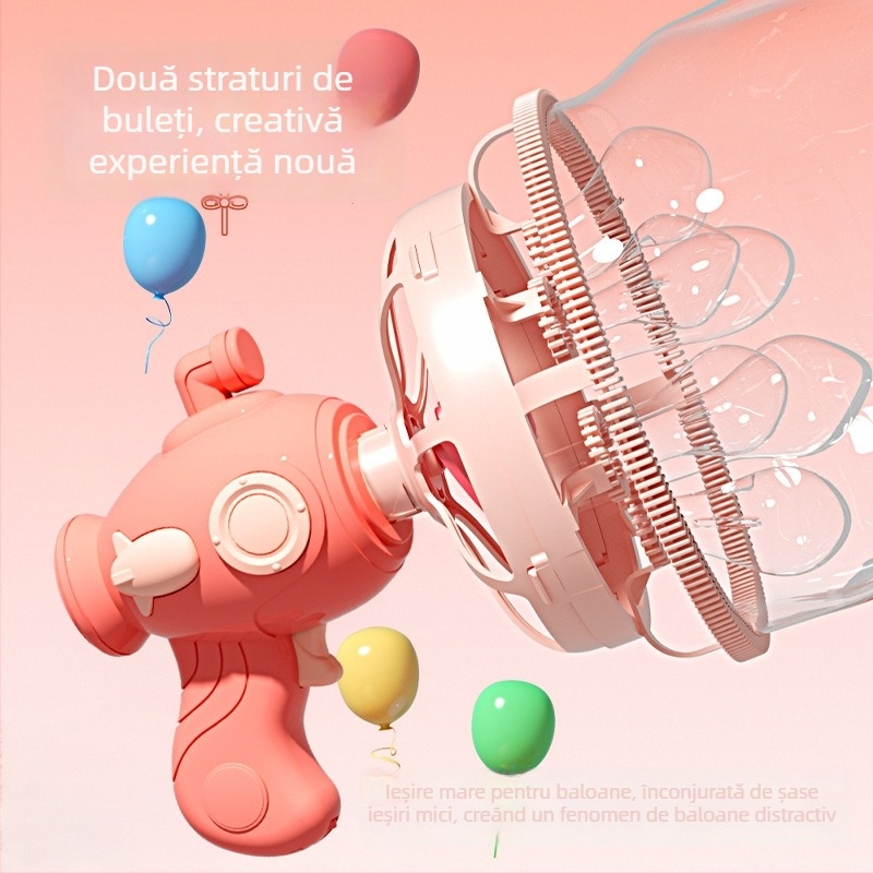 Mașină de baloane portabilă, design Bubble-in-Bubble, fără scurgeri, jucărie electrică din plastic pentru copii 7–14 ani, certificat 3C