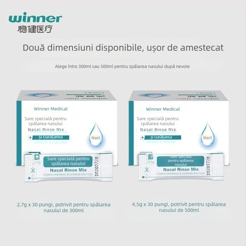 Irigator nazal robust, capacitate 300 ml, cu sare pentru irigare nazală de 2.7 g