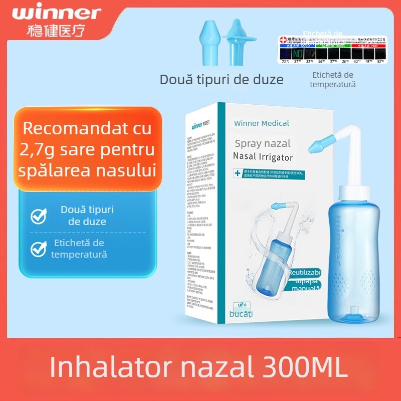 Irigator nazal robust, capacitate 300 ml, cu sare pentru irigare nazală de 2.7 g