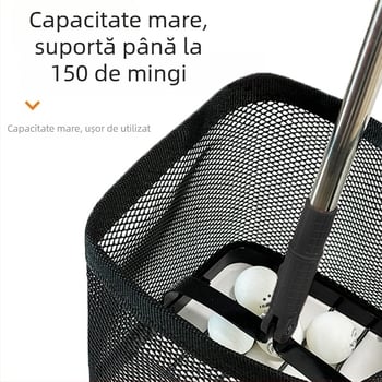Recuperator de mingi pentru tenis de masă, portabil, plasă telescopică cu coș de colectare