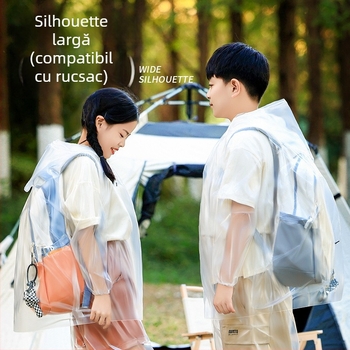 Poncho de unică folosință pentru drumeții, cu țesătură din plastic, pentru o singură persoană, potrivit pentru adulți și copii, ambalat în pungă