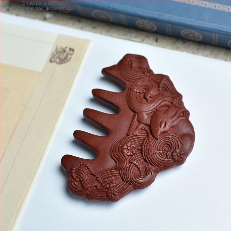 Pieptene din lemn pentru creșterea părului, masaj la scalp, parfumat, anti-cădere a părului, Polygonum multiflorum