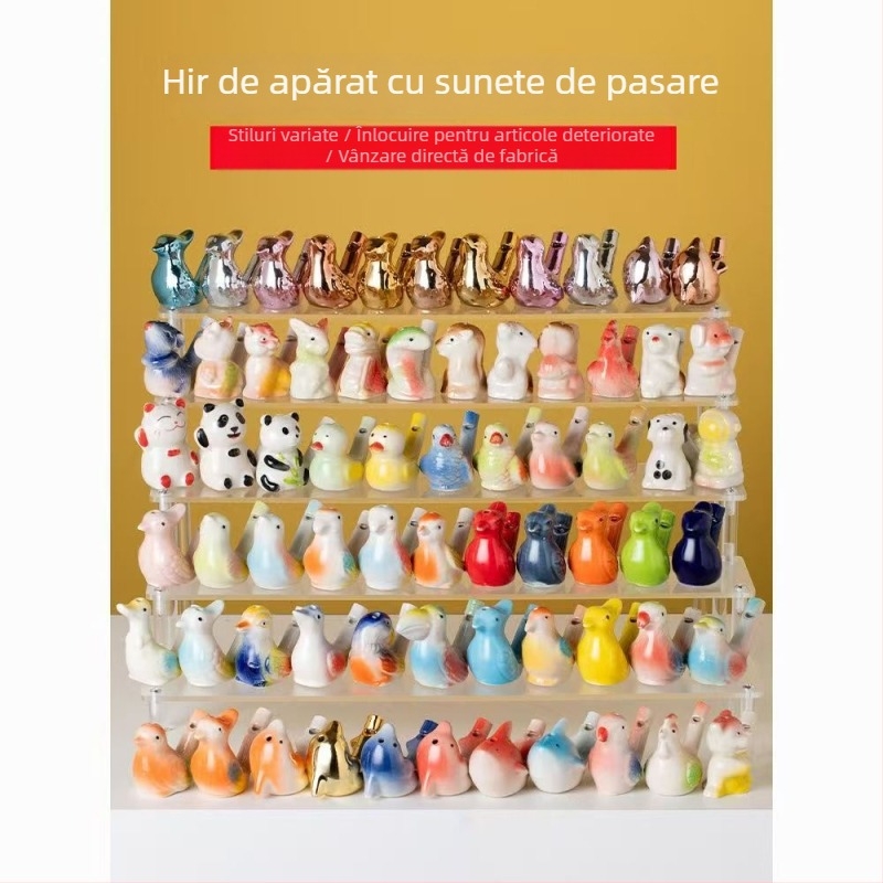  Fluier porțelan în formă de pasăre de apă cu frânghie, ornament animal zodiac, stil drăguț, ambalaj standard