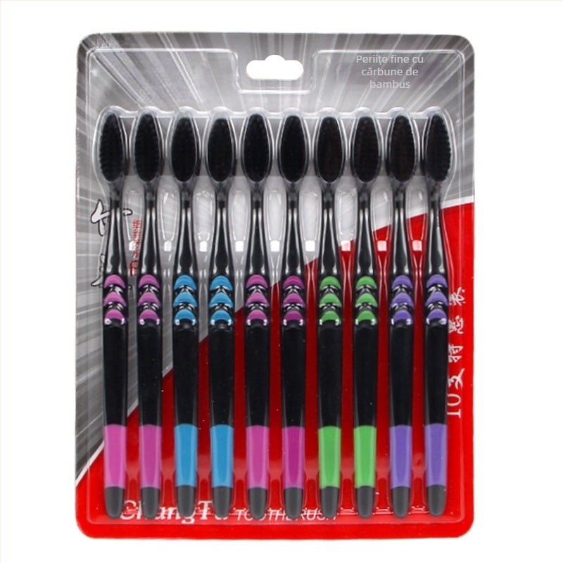 Chaha Periuță de dinți cu cărbune de bambus pentru adulți - Model manual reutilizabil