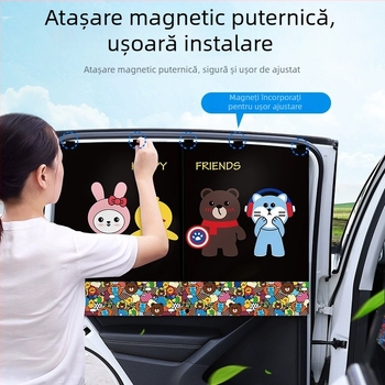 Perdea pentru geamul mașinii cu design desen animat – poliester, opac gros, tip suspensie, personalizabilă, compatibilitate generală