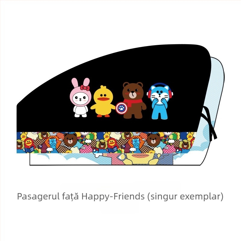 Perdea pentru geamul mașinii cu design desen animat – poliester, opac gros, tip suspensie, personalizabilă, compatibilitate generală