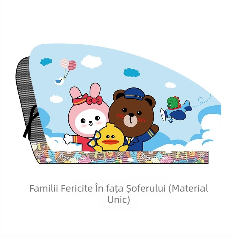 Perdea pentru geamul mașinii cu design desen animat – poliester, opac gros, tip suspensie, personalizabilă, compatibilitate generală