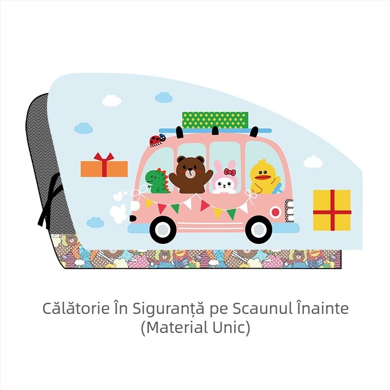 Perdea pentru geamul mașinii cu design desen animat – poliester, opac gros, tip suspensie, personalizabilă, compatibilitate generală