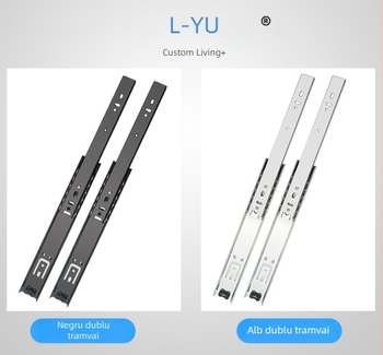 Șină glisantă cu două secțiuni pentru tastaturi și sertare, din oțel cu finisaj galvanizat, modelul 3512