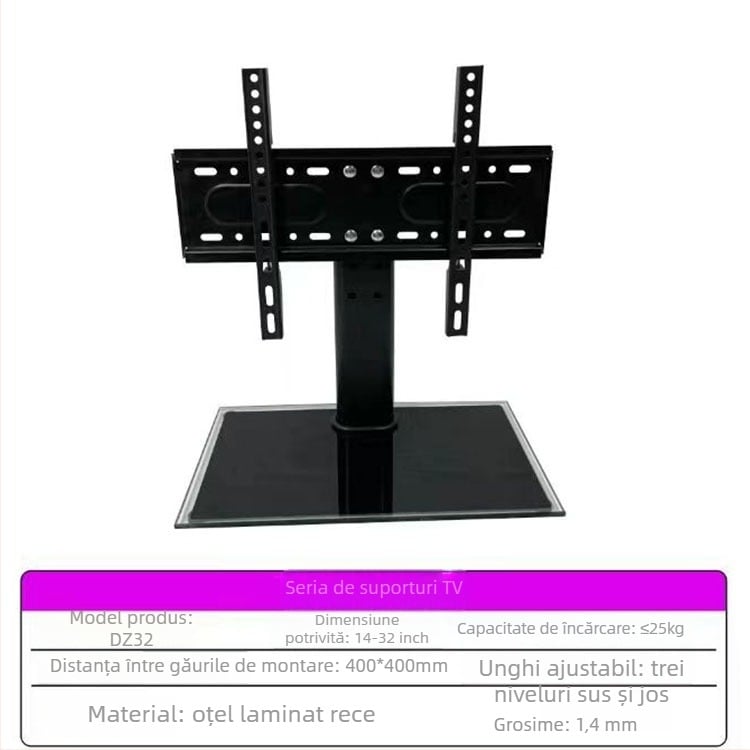 Suport de montare TV pentru televizoare smart, oțel laminat la rece, greutate 10 kg, model 65