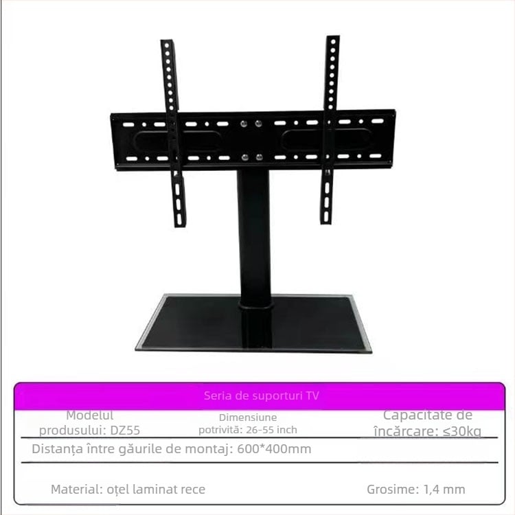 Suport de montare TV pentru televizoare smart, oțel laminat la rece, greutate 10 kg, model 65