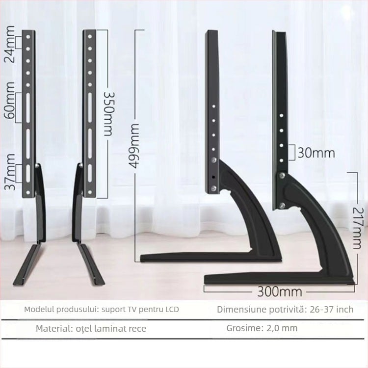 Suport de montare TV pentru televizoare smart, oțel laminat la rece, greutate 10 kg, model 65