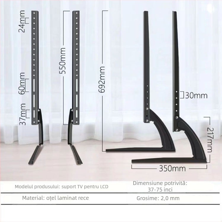 Suport de montare TV pentru televizoare smart, oțel laminat la rece, greutate 10 kg, model 65