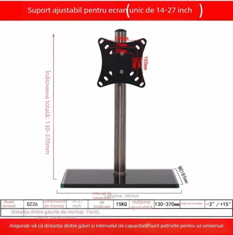 Suport de montare TV pentru televizoare smart, oțel laminat la rece, greutate 10 kg, model 65