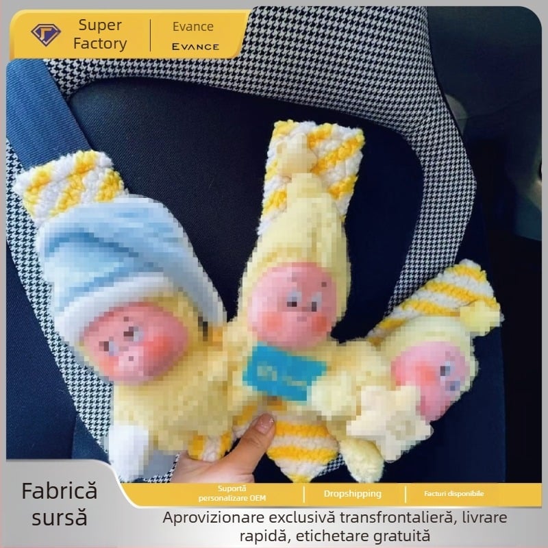 Pernă pentru curea de siguranță auto, moale, decor interior, cu design anti-abrasiv și fixare cu adeziv