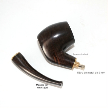Pipă din lemn - lucrată manual, din lemn masiv, stil clasic cu filtru, personalizabilă