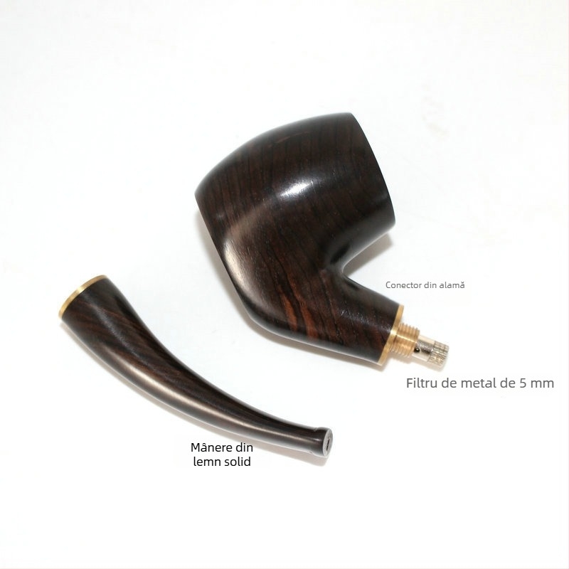 Pipă din lemn - lucrată manual, din lemn masiv, stil clasic cu filtru, personalizabilă
