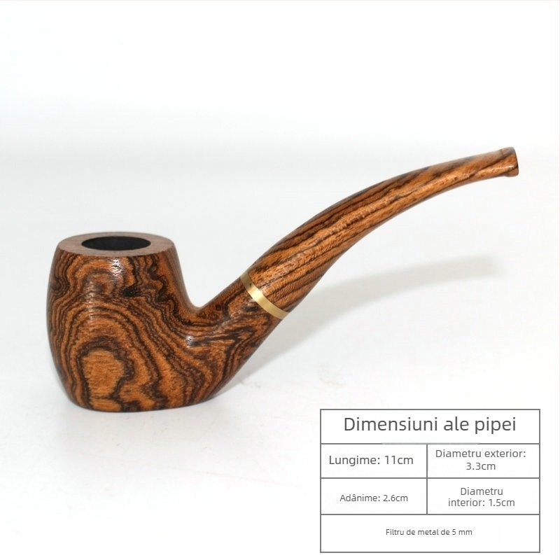 Pipă din lemn - lucrată manual, din lemn masiv, stil clasic cu filtru, personalizabilă