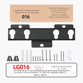 Suport de perete pentru TV LG016 — braț din oțel, control mecanic, compatibil cu televizoare Hisense de 26–43 inch, încărcare peste 15 kg