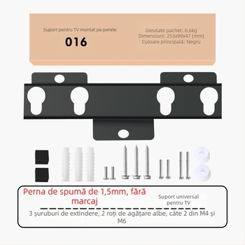 Suport de perete pentru TV LG016 — braț din oțel, control mecanic, compatibil cu televizoare Hisense de 26–43 inch, încărcare peste 15 kg